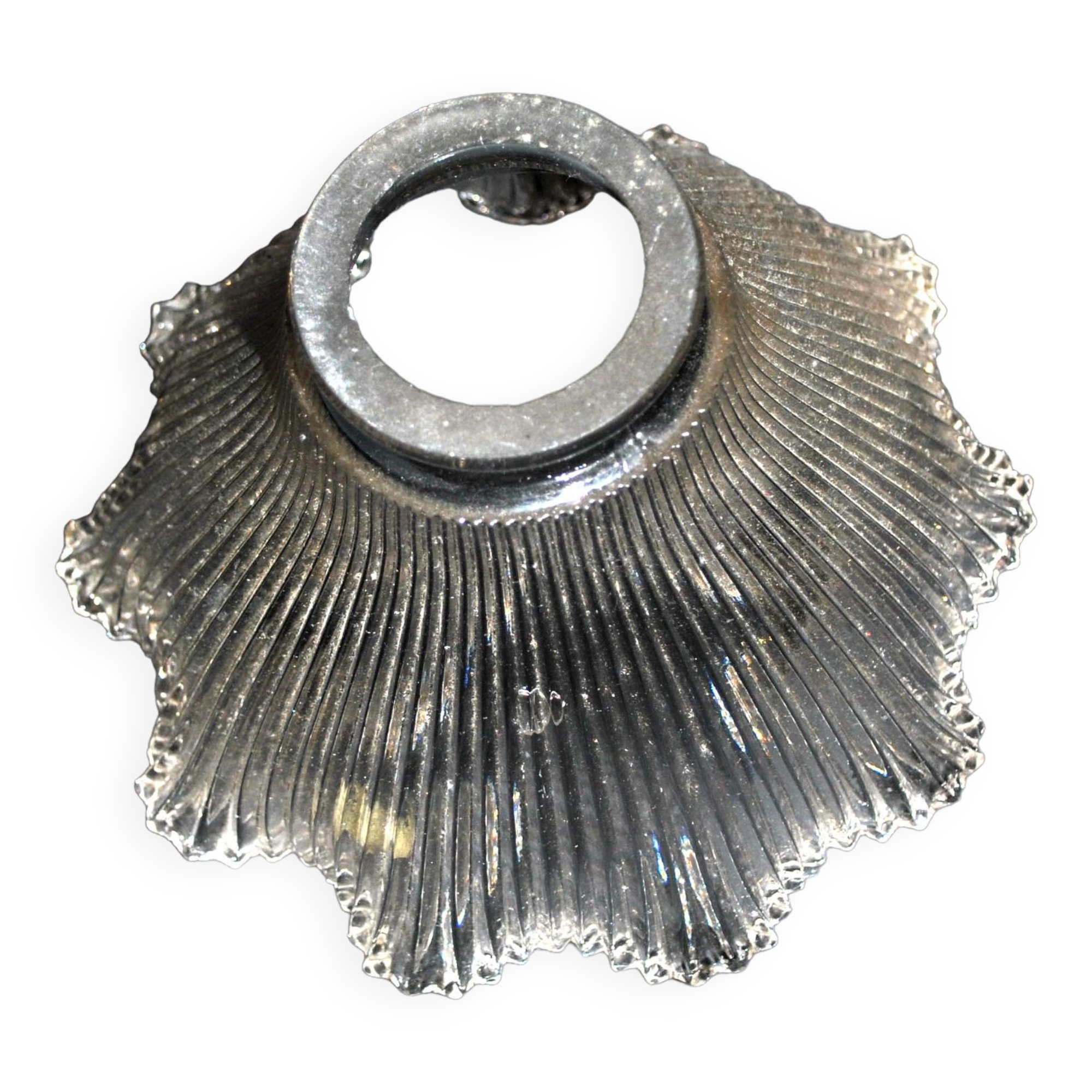 Tulip Striated molded pressed glass lamp cup