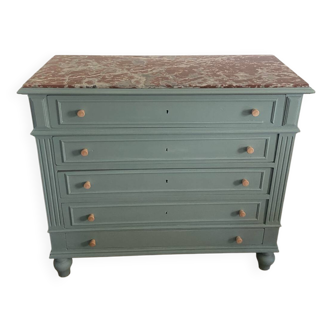 Wooden and marble chest of drawers