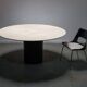 Table à manger Tobio en travertin et cuir par Afra & Tobia Scarpa pour B&B Italia, 1977