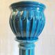 Column and basin in Art Deco style in blue glazed ceramic - mid 20th century.
