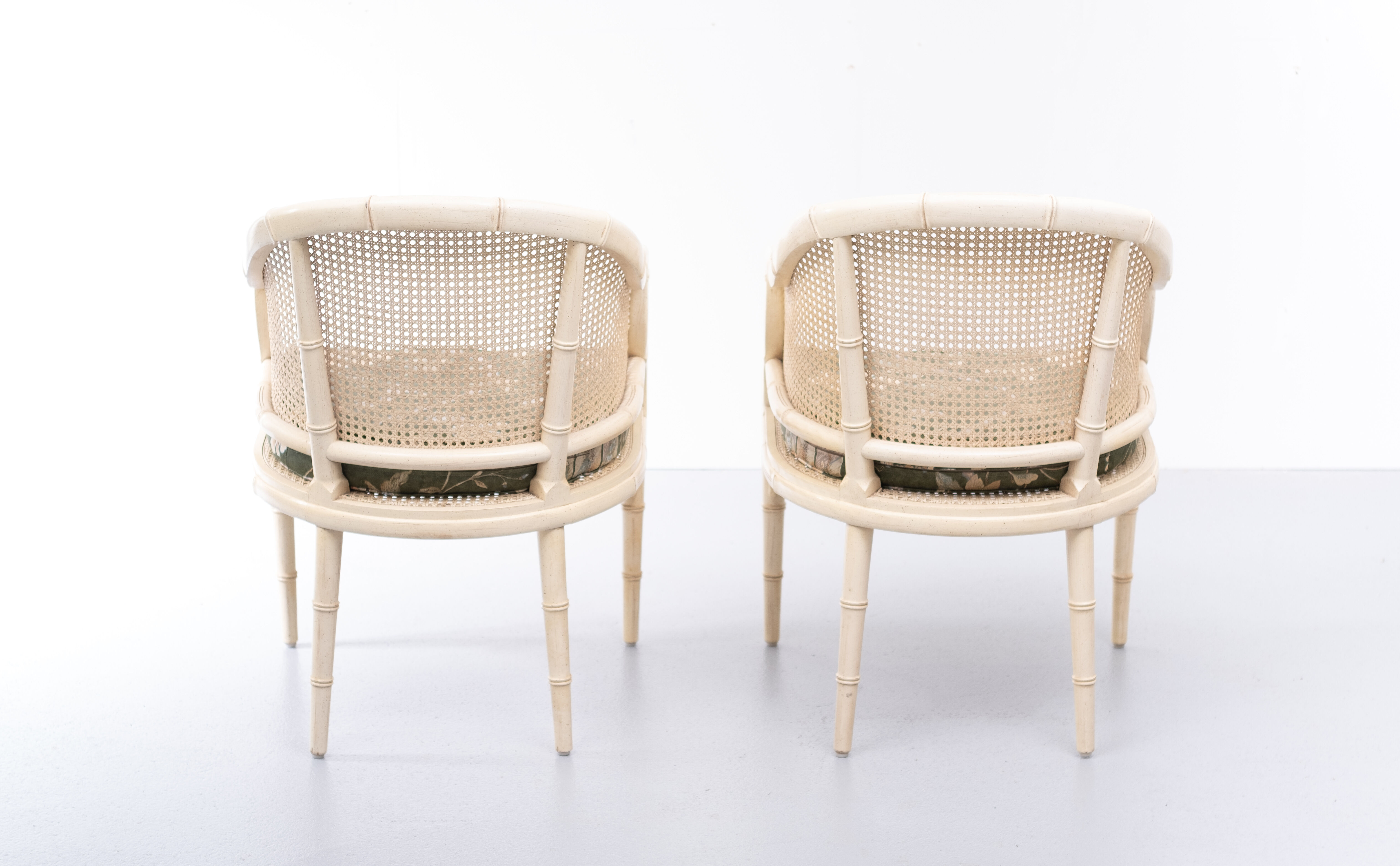 Faux Bamboo Chinese Chippendale Armchairs 1970s