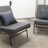 Airborne double bench seat restored foam and new fabrics + 2 matching cushions