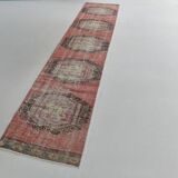 Pale Read Classic Turkish Vintage Runner Rug, 72x337Cm