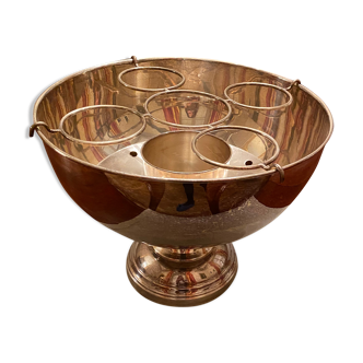 Vasque à champagne en métal argenté avec porte bouteille et porte flutes