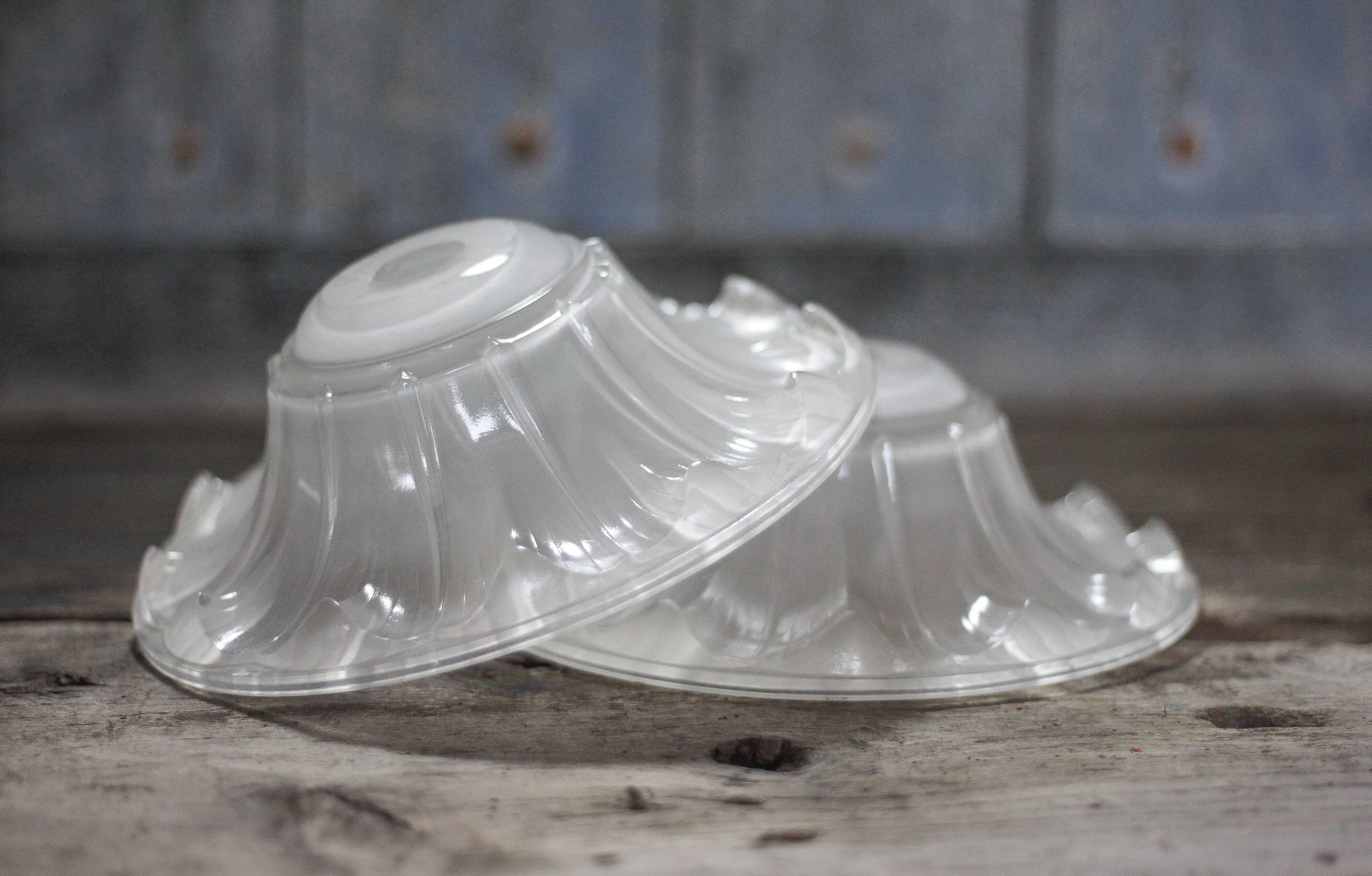Pair of glass lampshades, glass bowl for suspension, globe for chandelier.