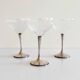 Art Deco Champagne Glasses Set of 3, Sterling Silver & Cut Glass