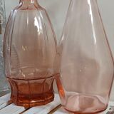 Vintage pink glass bottle vases