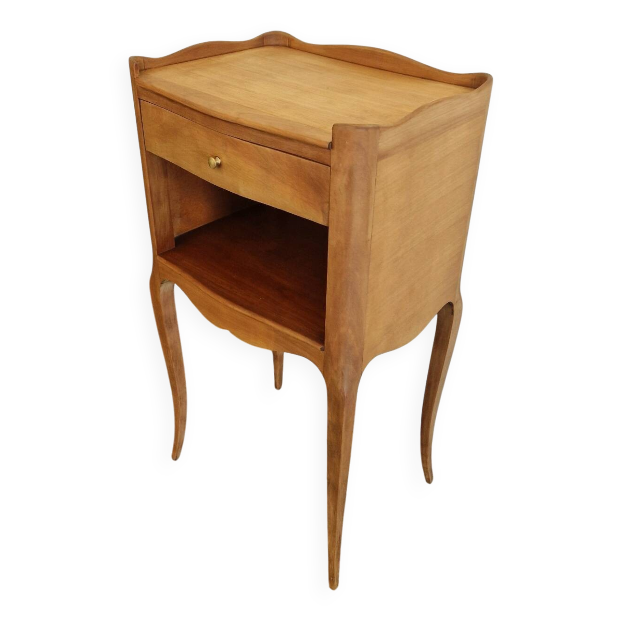 Solid cherry bedside table - Louis XV style - Signed DR