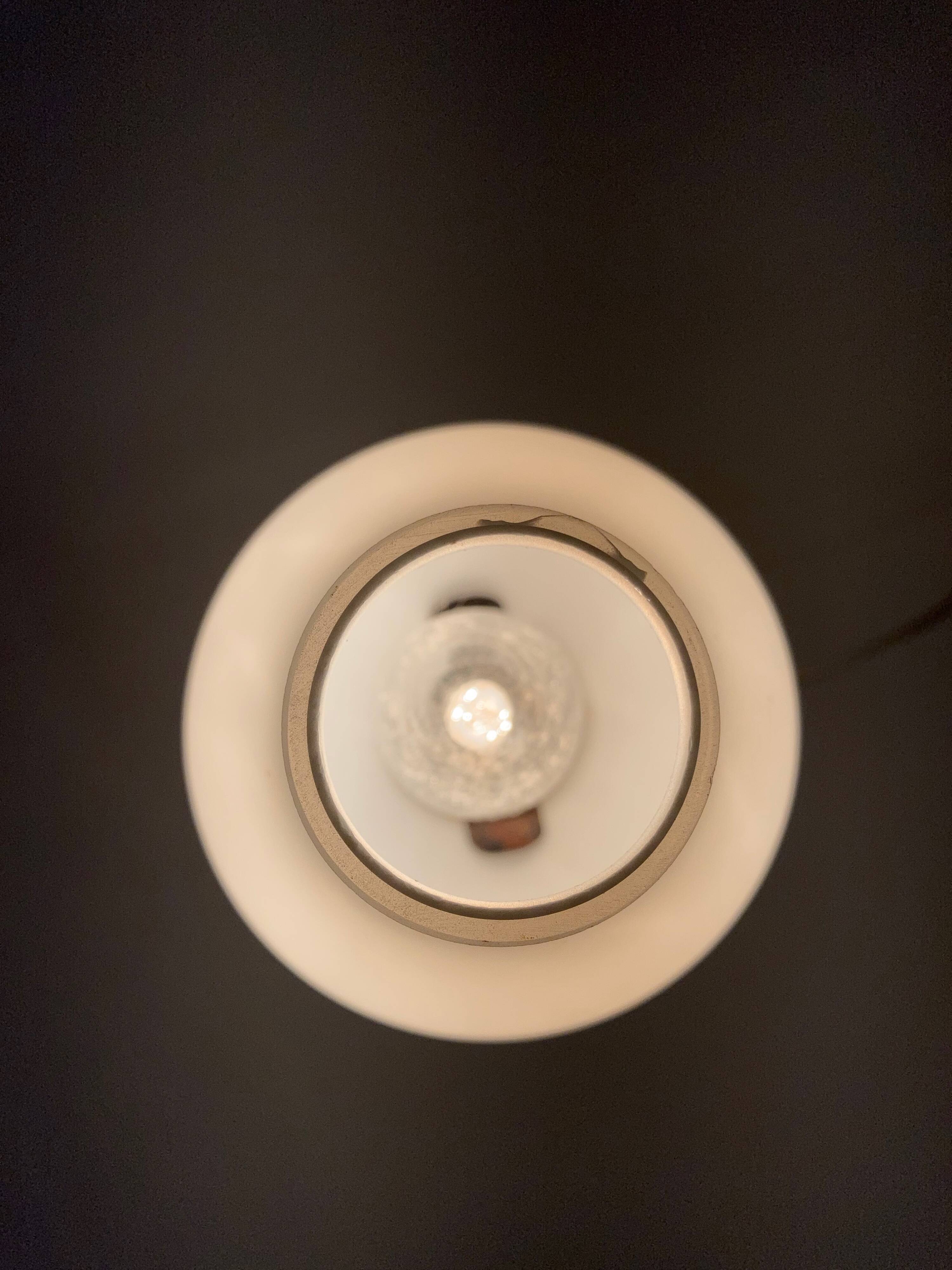 Bedside lamp in opaline glass and orange metal, 1970s