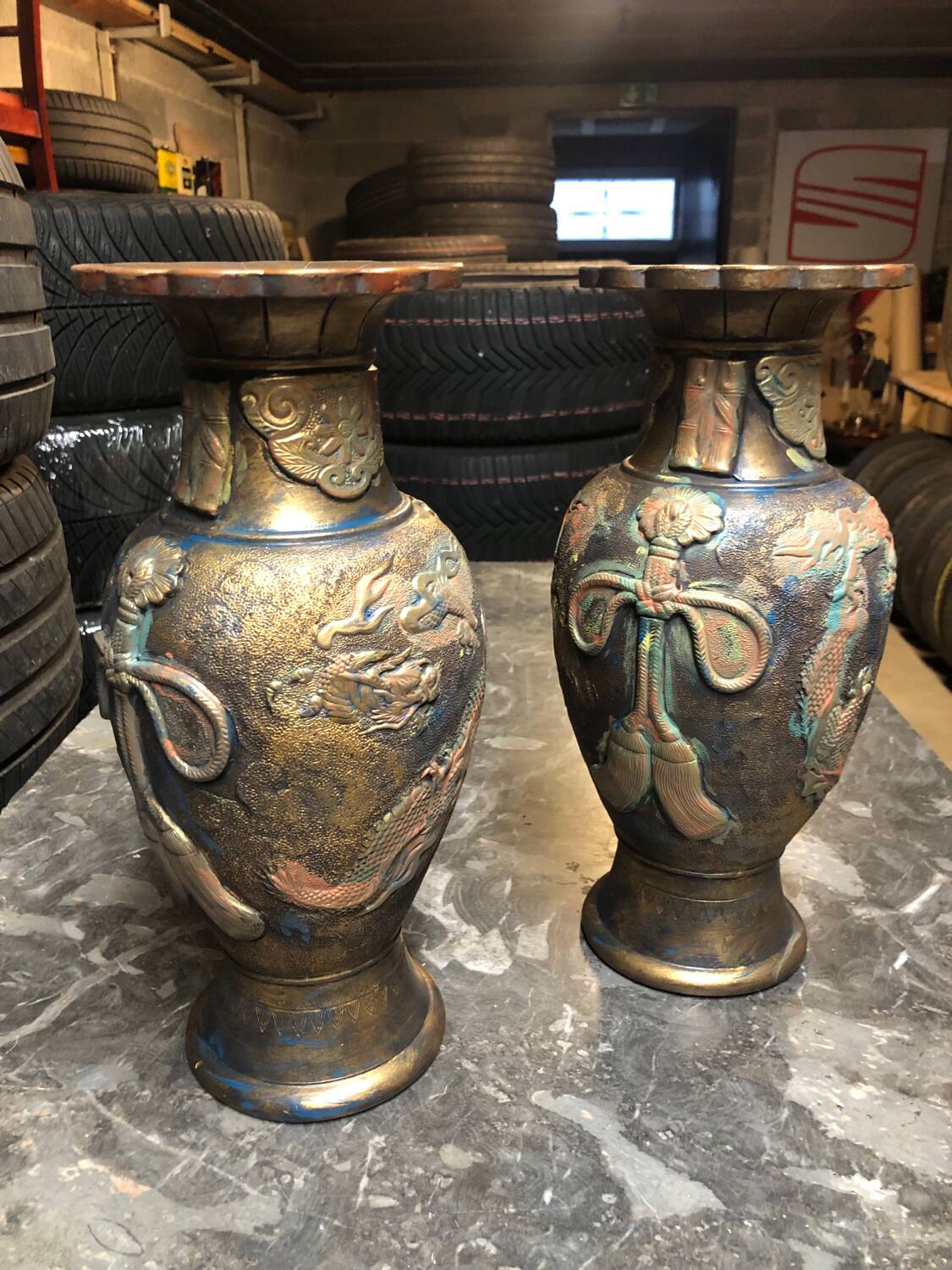Pair of vintage Asian vases