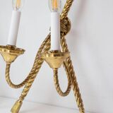 Paire de grandes appliques en laiton doré Noeud