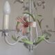 French Vintage 3 Light Pink Lily Flower Cage Style Metal Chandelier 5470