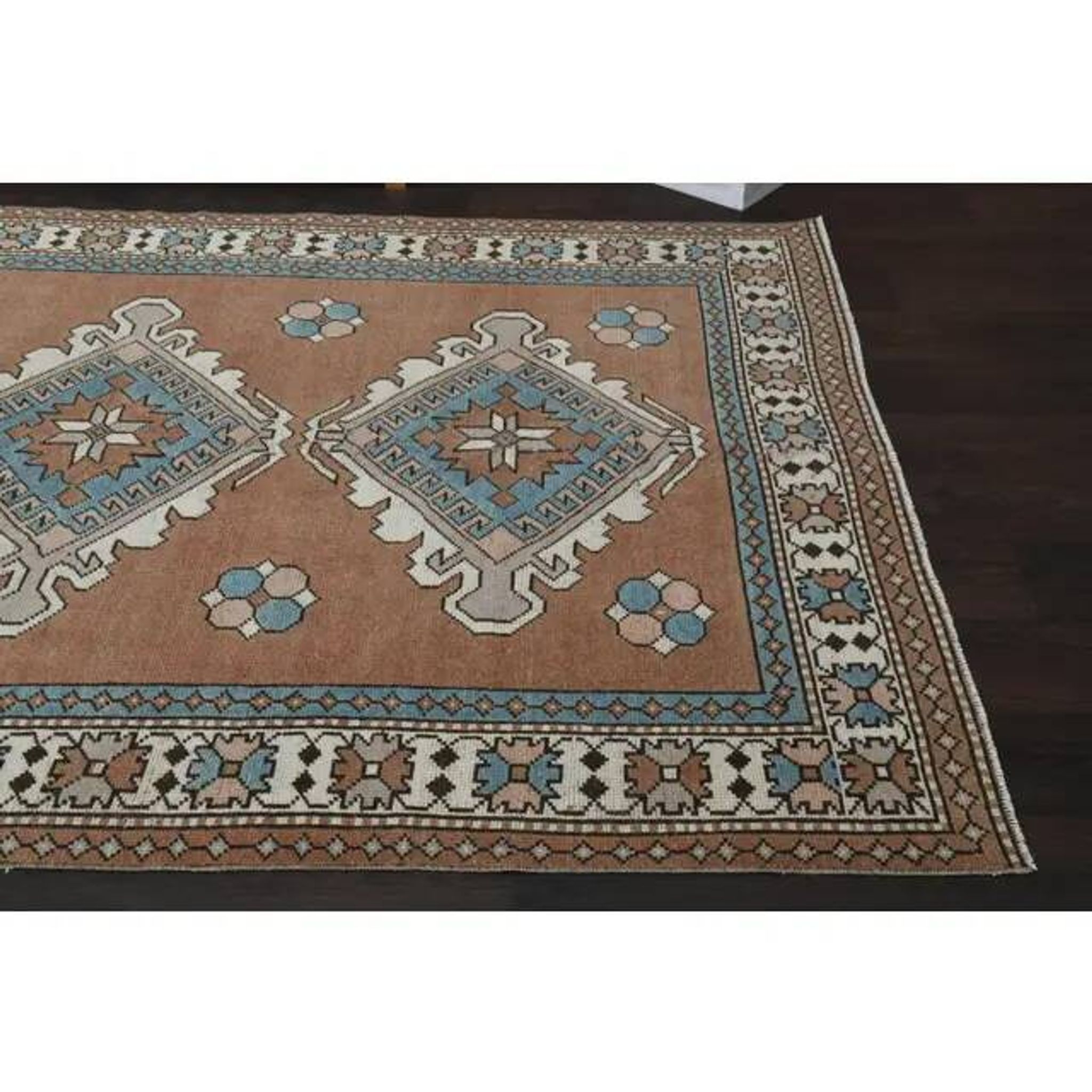 1970s Vintage Turkish Oushak Handmade Wool Cotton Brown Area Rug 160x254