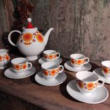 Mid Century Schumann Arzberg German porcelain coffee set in orange and yellow