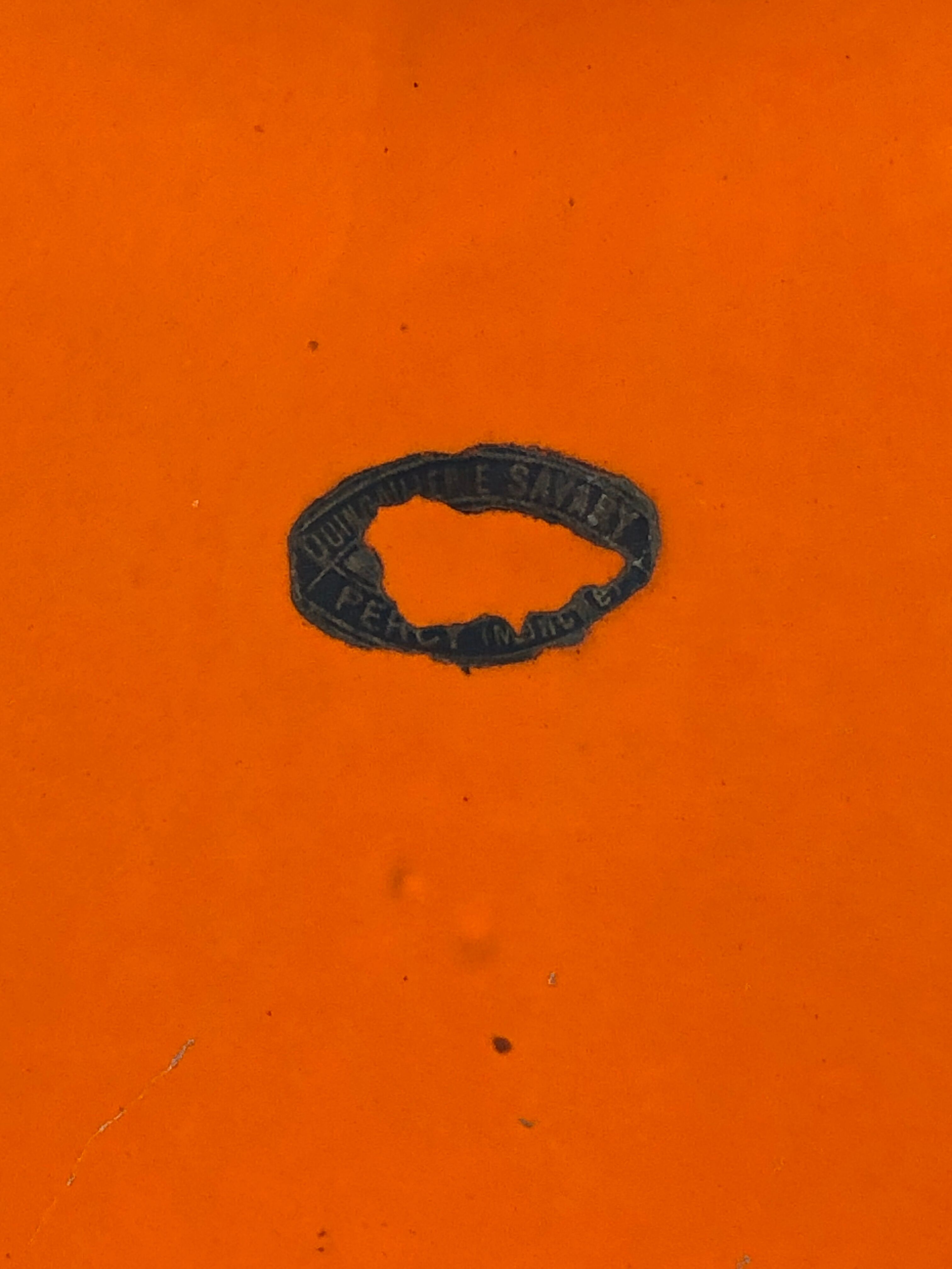 Ladle holder in vintage orange enamelled sheet metal