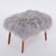 Danish Mid-century Modern stool reupholstered in grey sheep skin