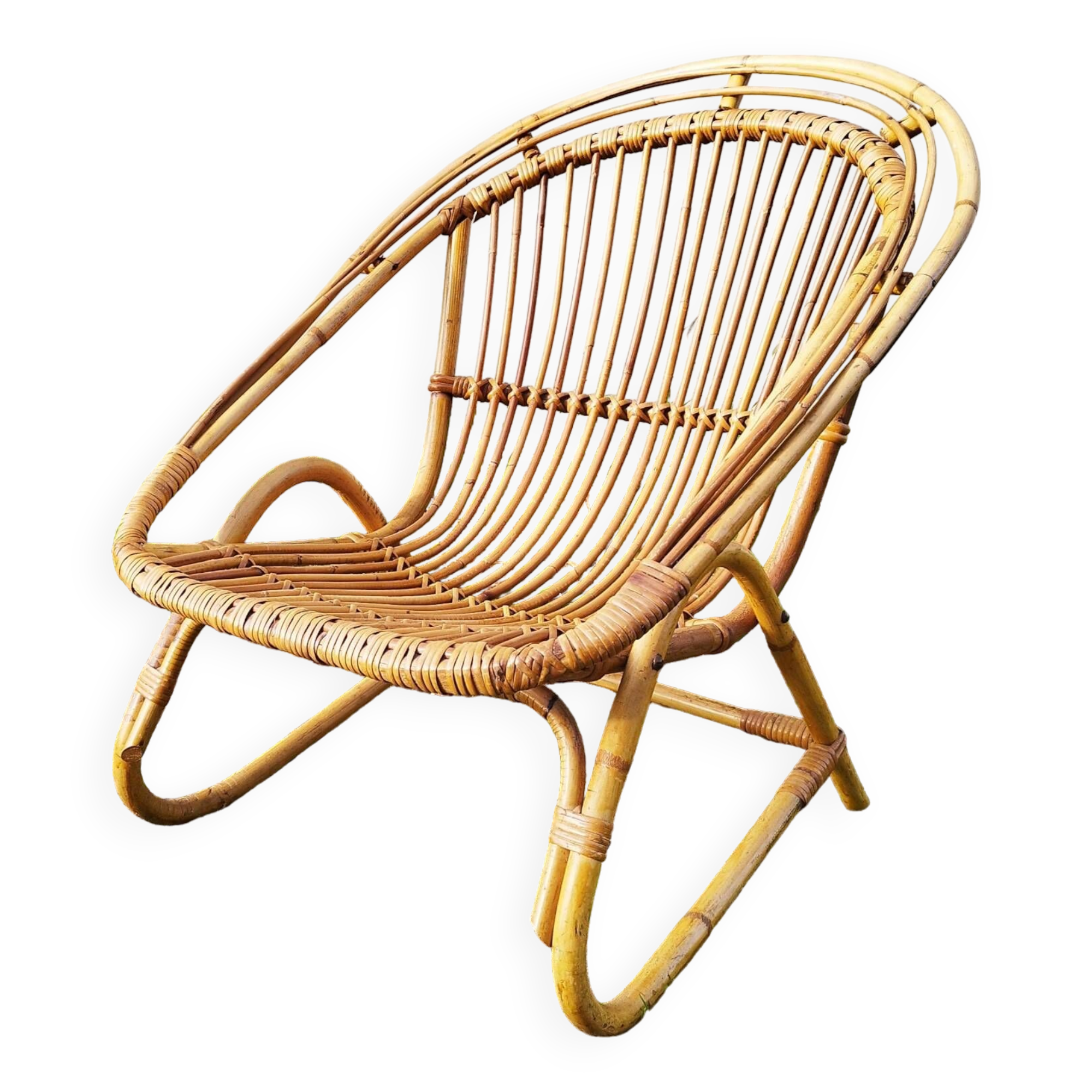 Rattan armchair design 1960 vintage