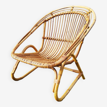 Rattan armchair design 1960 vintage