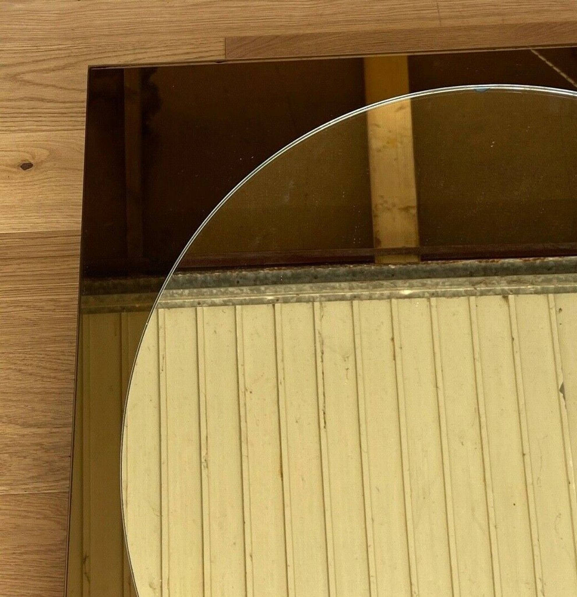 Mirror 1970 in glass smoked modernist square shape