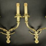Large pair of Louis XVI style sconces from the 19th century - gilded bronze