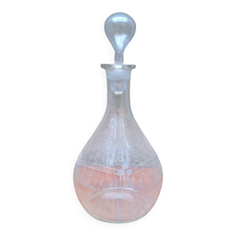 Engraved glass carafe from the 1950s