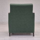 1950s, Danish relax chair, green furniture blend wool fabric, beech wood.