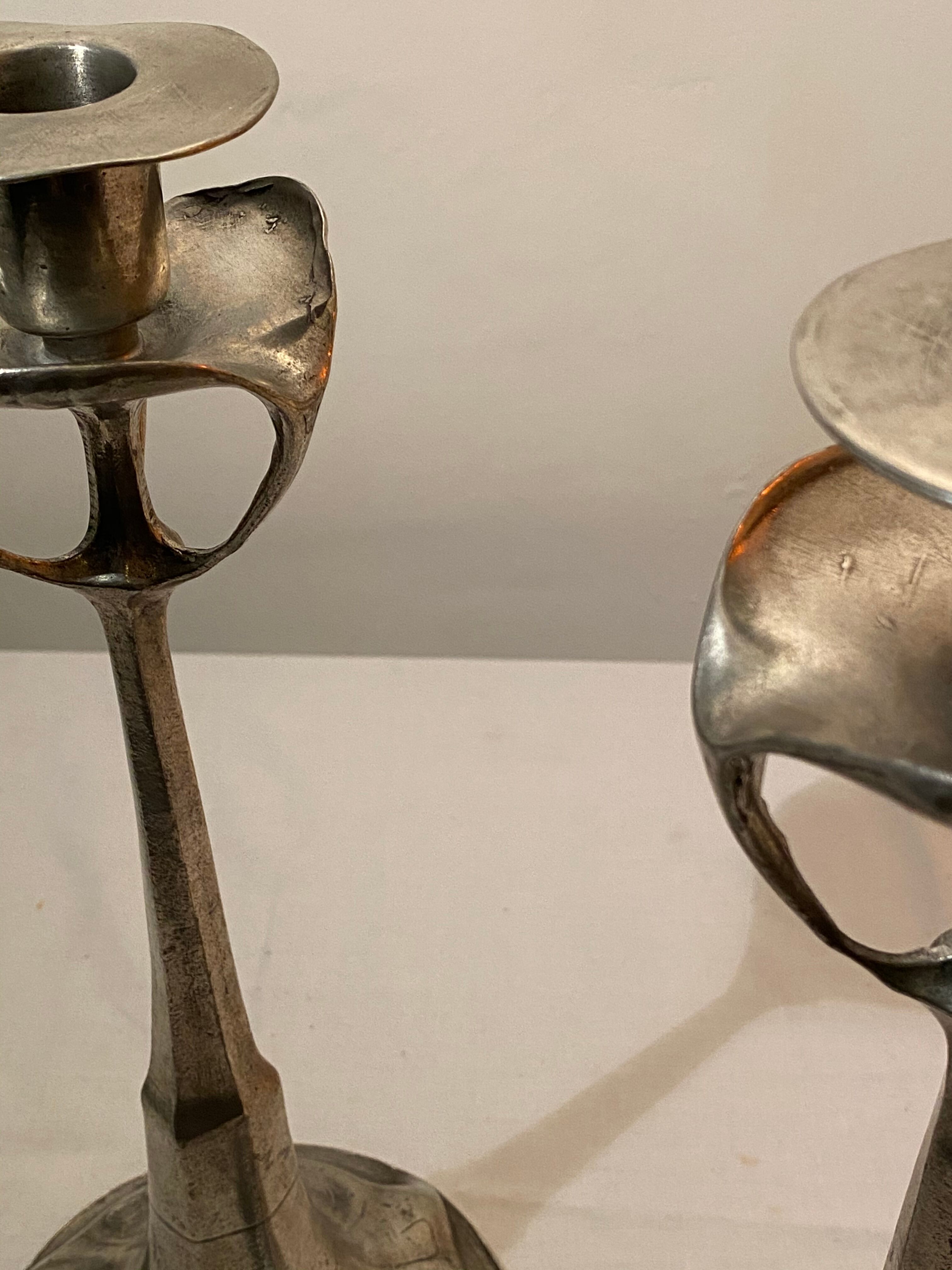 Art nouveau candle sticks, Kurtz Edel Tin