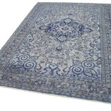 Handmade carved anatolian 1970s 191 cm x 276 cm blue rug