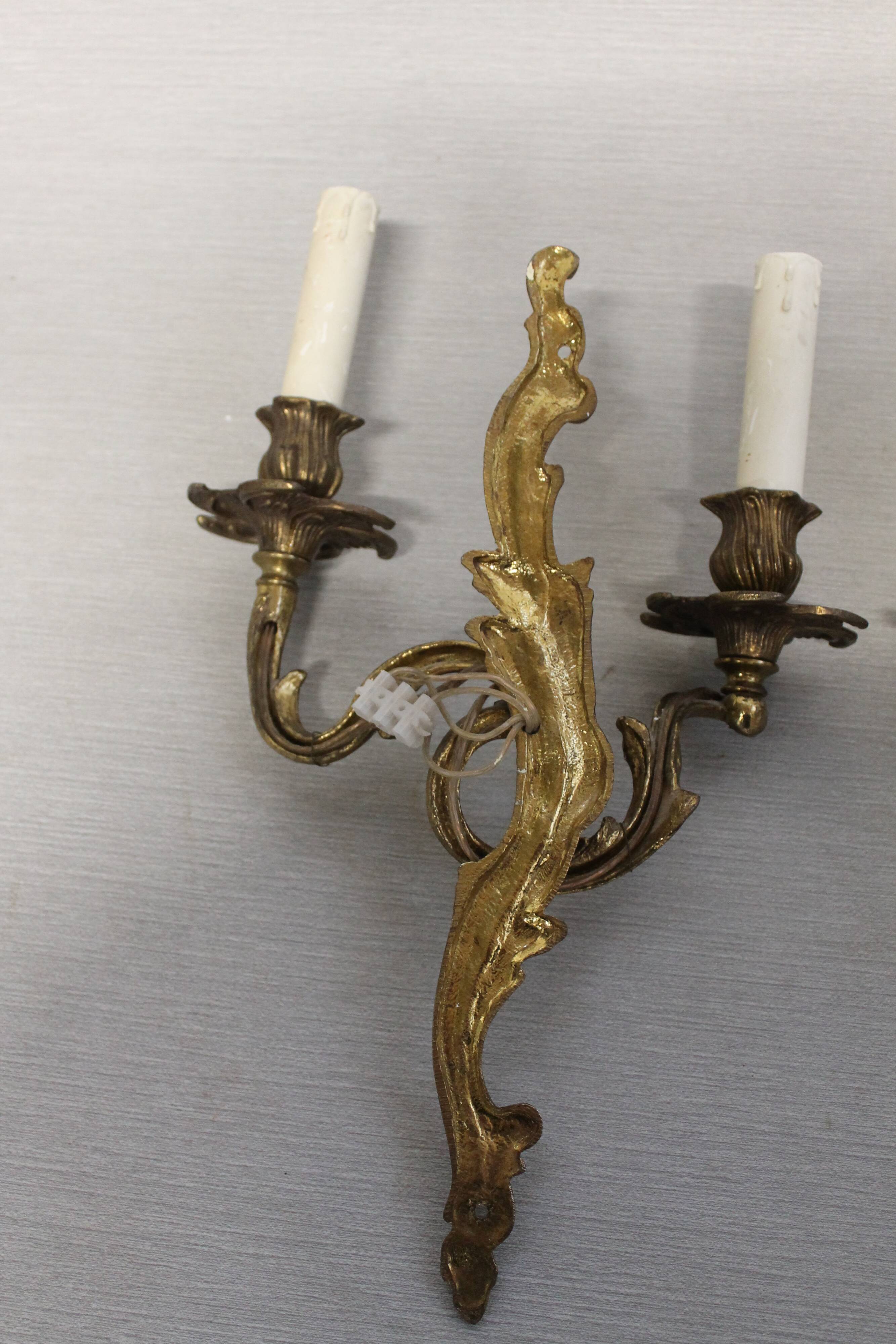 Pair of Louis XV style gilded bronze appliques