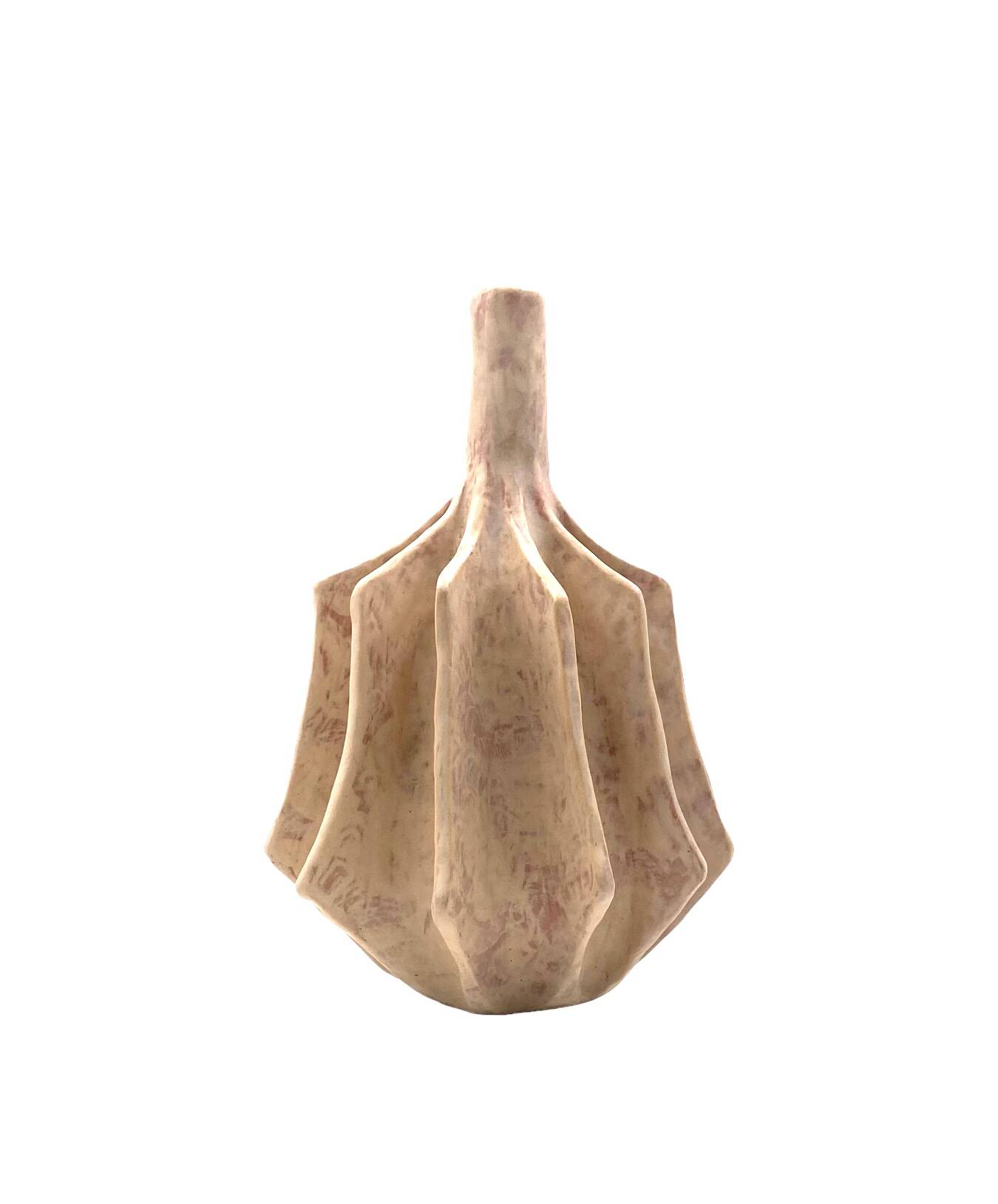 Organic modern white earthenware vase, France 1970s