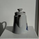 Teapot with stylised blue and brown flowers H18