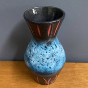 West Germany vase by Scheurich model 523-21 blue, black and red