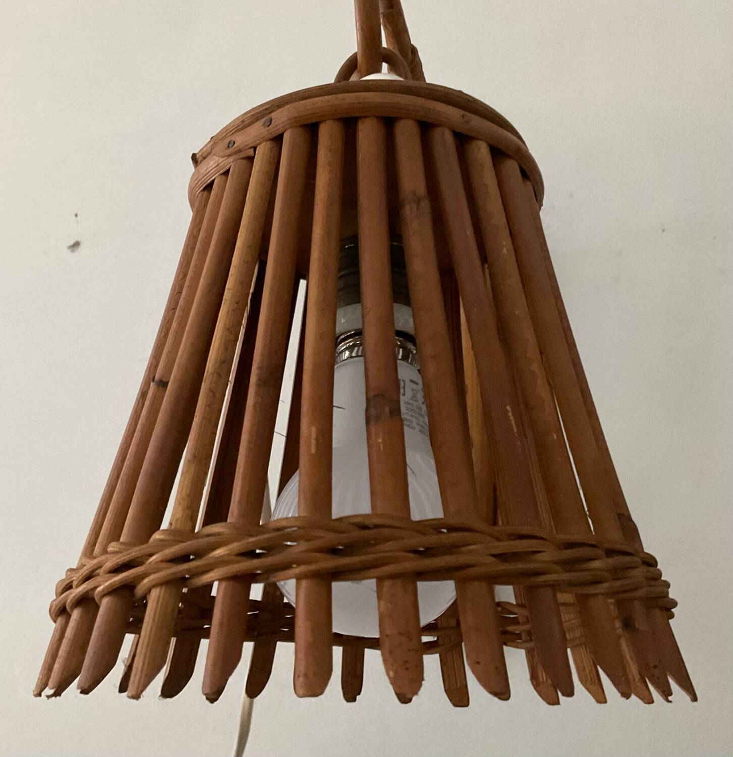 Louis Sognot rattan wall lamp from the 50s and 60s