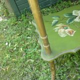 wooden side table painted flowers