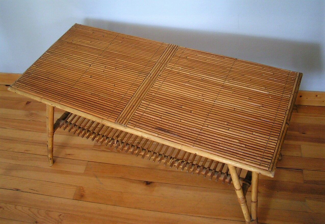Rectangular rattan coffee table