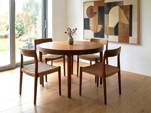Table Harry Ostergaard ronde extensible teck 1960 estampillée