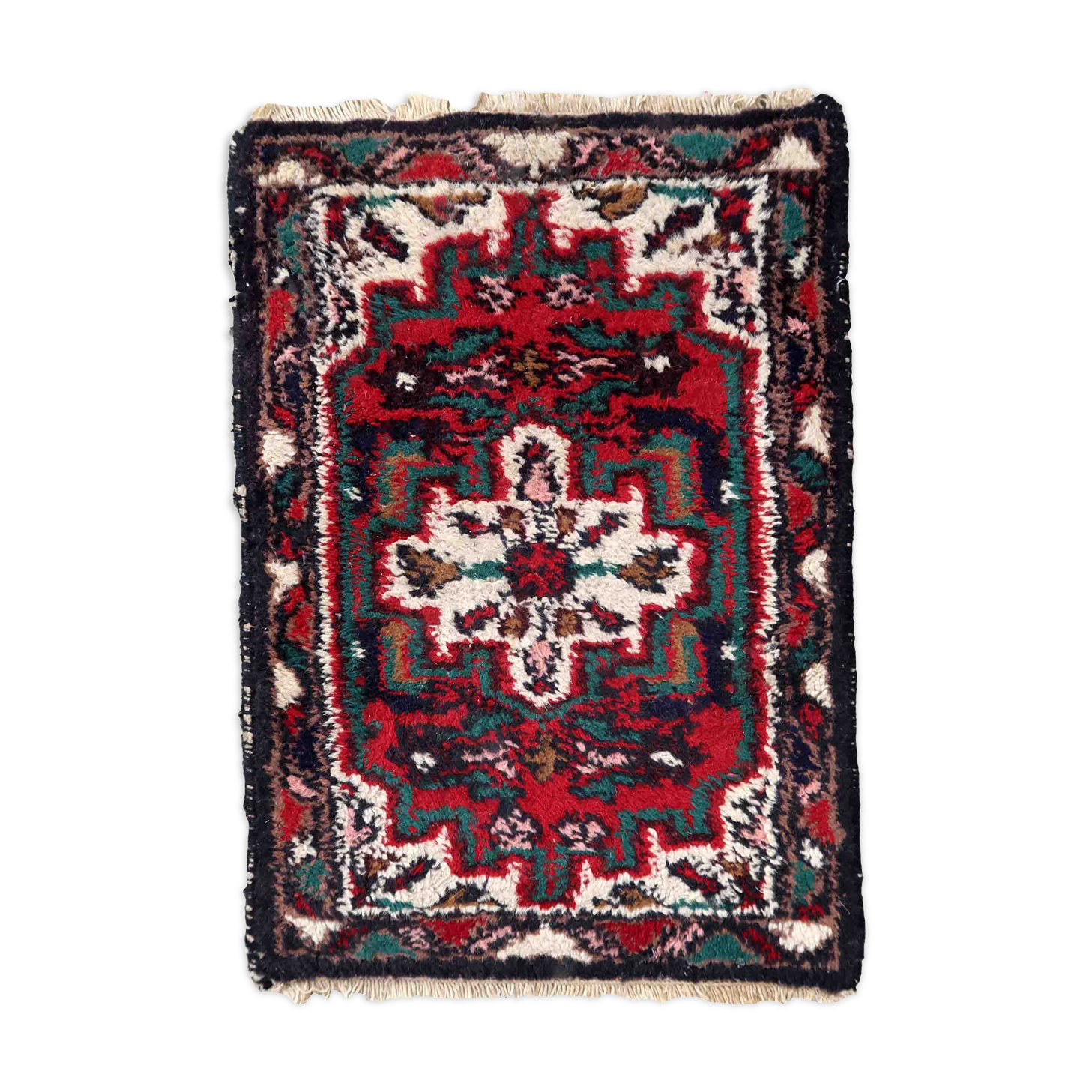 Vintage persian carpet hamadan handmade 43cm x 63cm 1970s