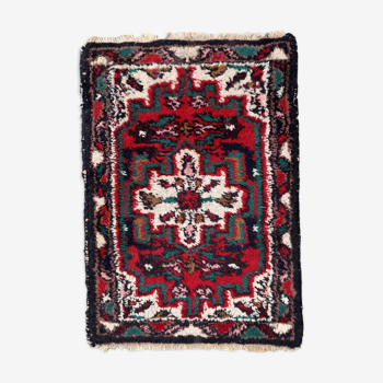 Vintage persian carpet hamadan handmade 43cm x 63cm 1970s