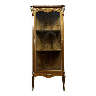 Magnificent three-sided Louis XV style display case in mahogany and gilded bronzes