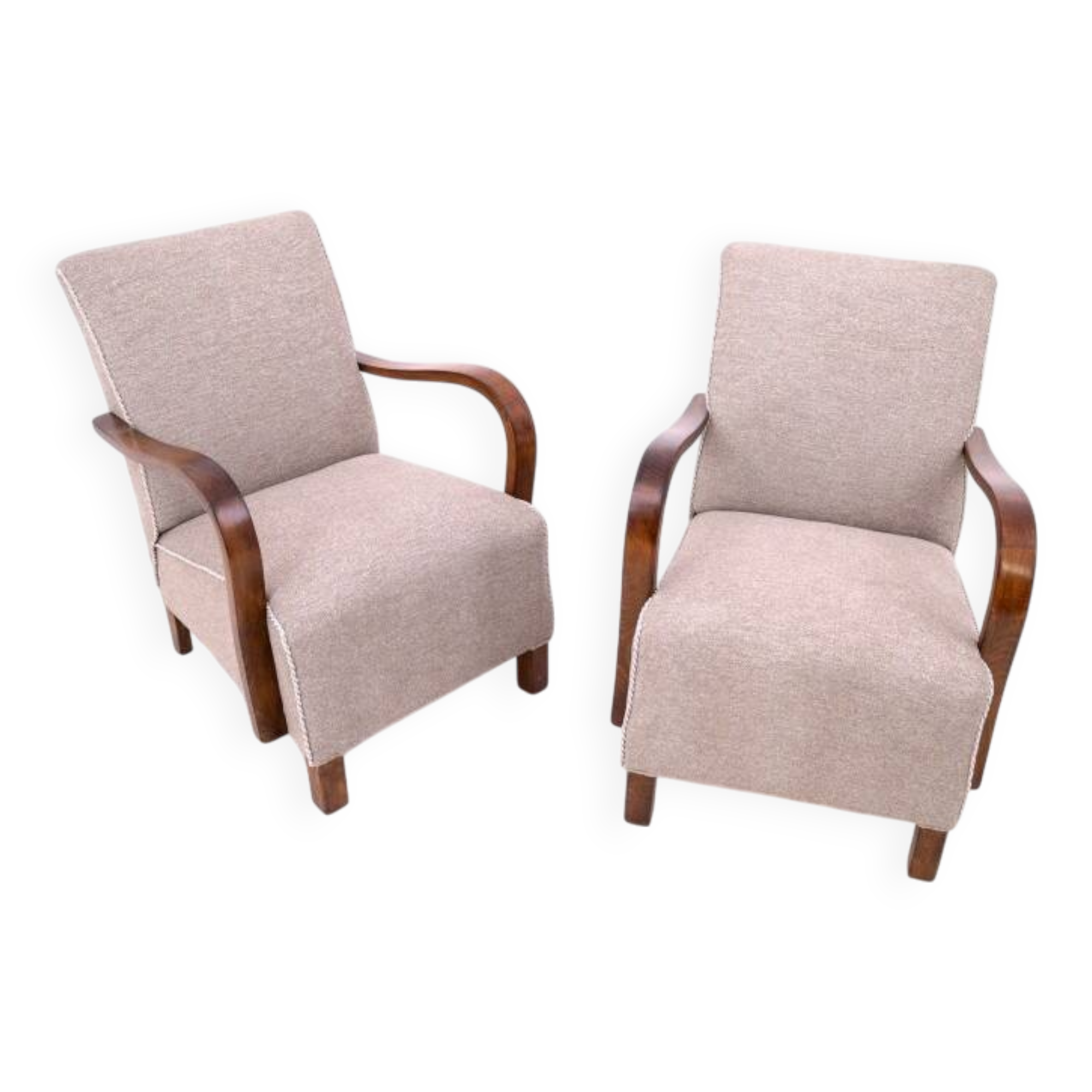 A pair of Art Deco armchairs designed by J. Halabala from the 1930s, Czechoslovakia. After renovation.