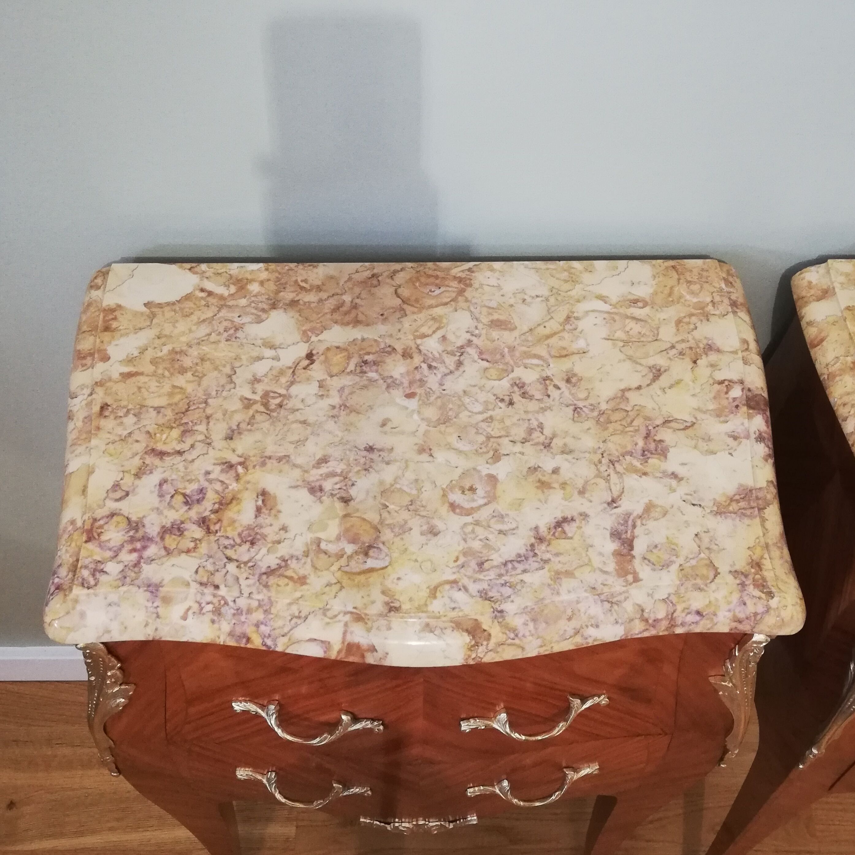 Pair of bedside tables in the form of a Louis XV style tomb