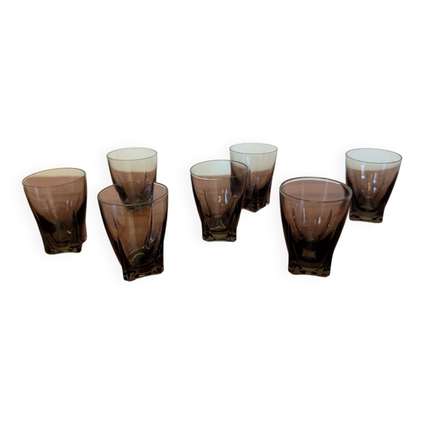 verres digestif fumé années 70 base carrée