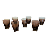 verres digestif fumé années 70 base carrée