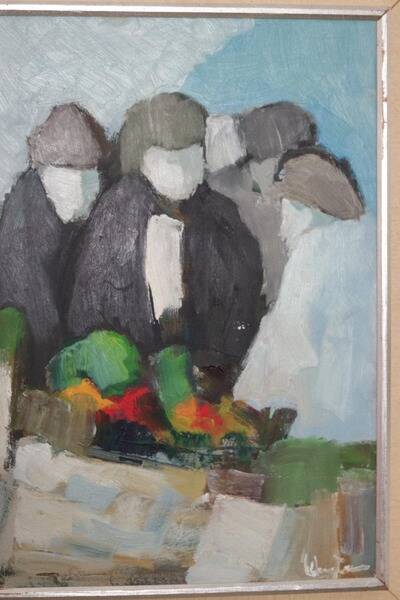 Original mid-century Swedish oil on panel – abstract by Stig Wernheden – vintage & framed – 74 × 54.5 cm (29.1" × 21.5")