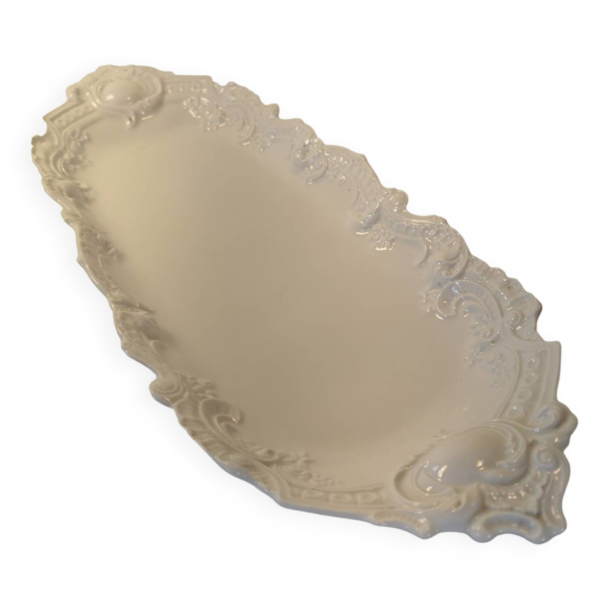 Large fish dish signed cm limoges cream / beige