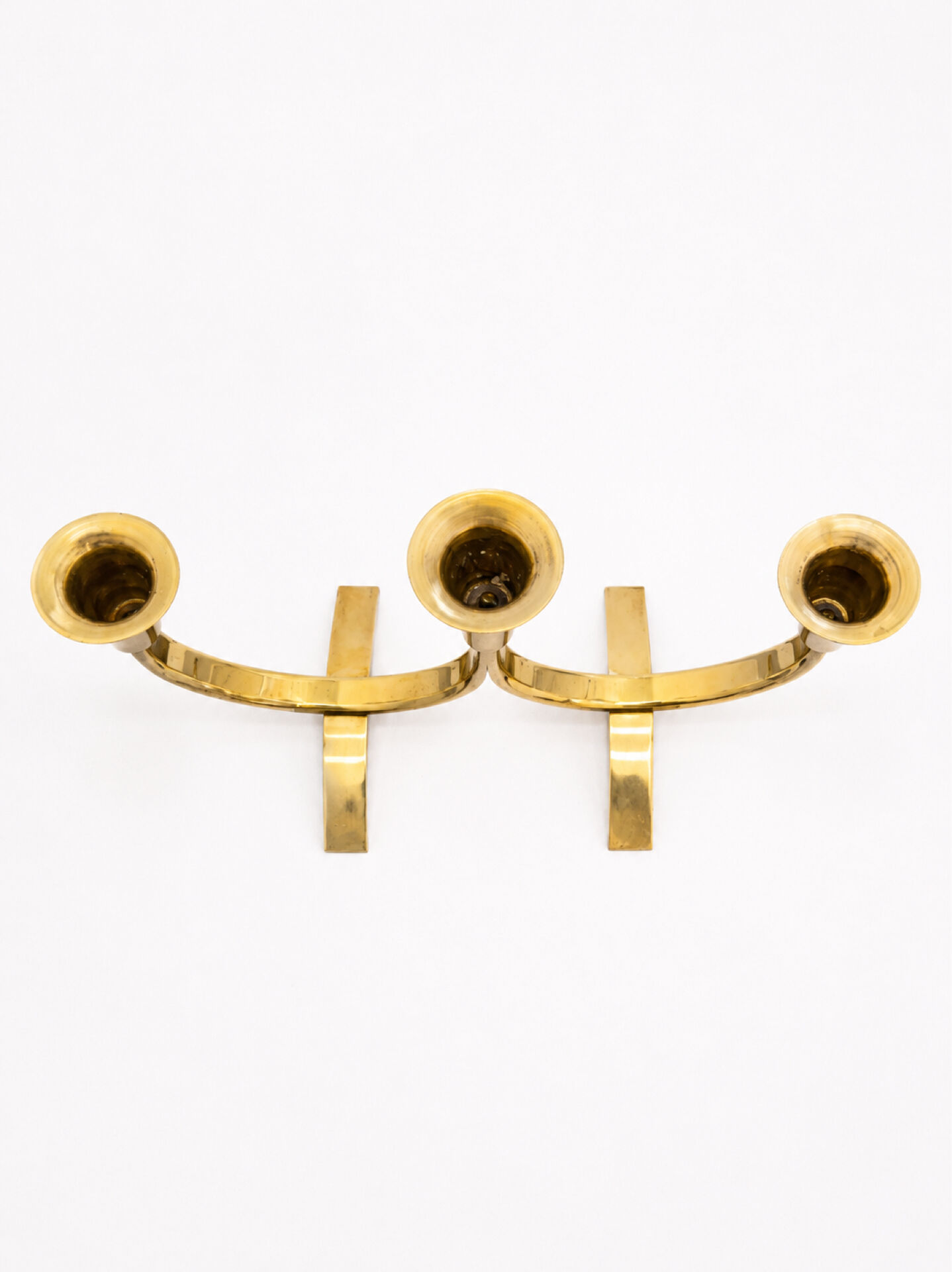 Candelabrum in brass attributed to Gunnar Ander, Ystad, Sweden, mid-20th century.