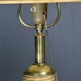 Lampe de table en rotin, bambou et laiton, Italie années 1970