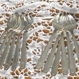 12 silver-plated oyster or dessert forks, Art Deco model