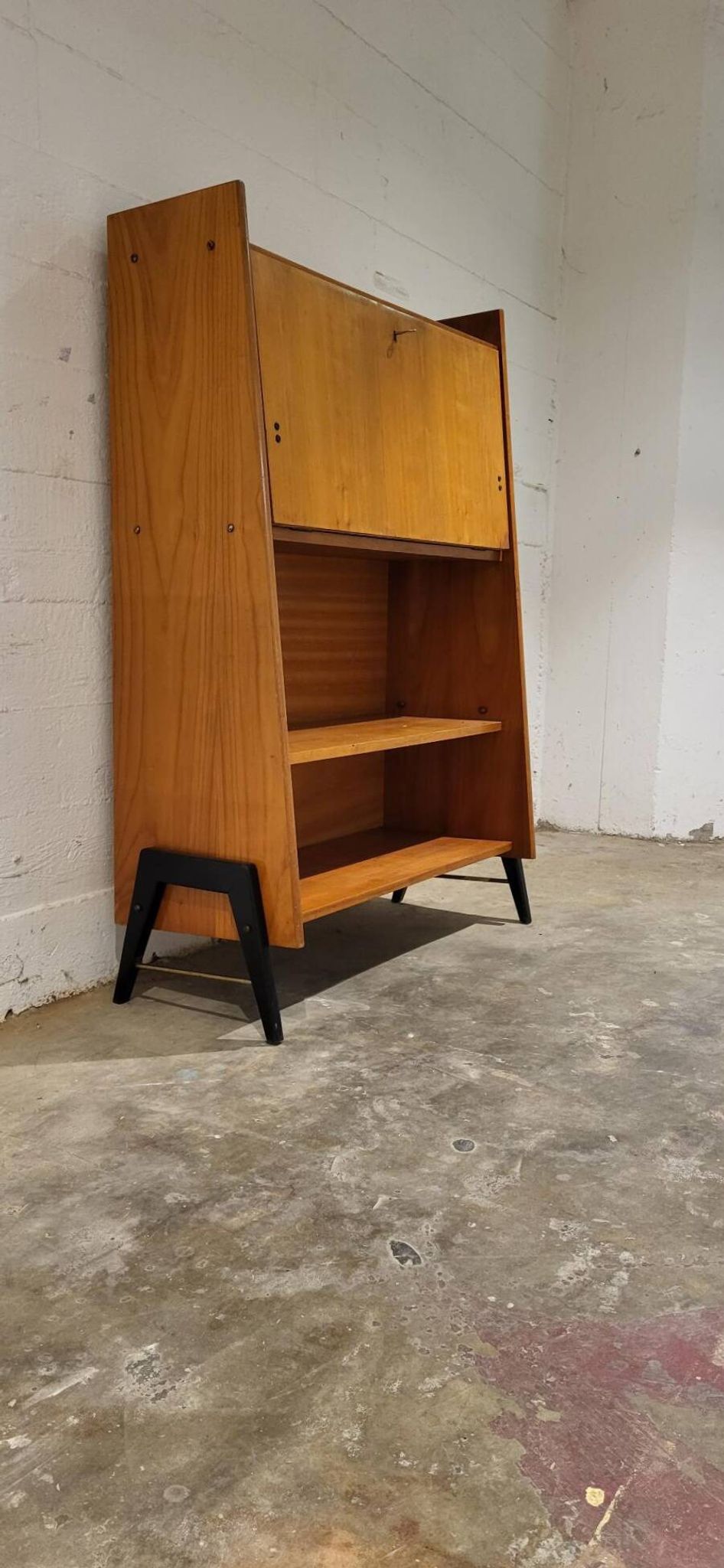Vintage secretaire with bookcase, 1950s