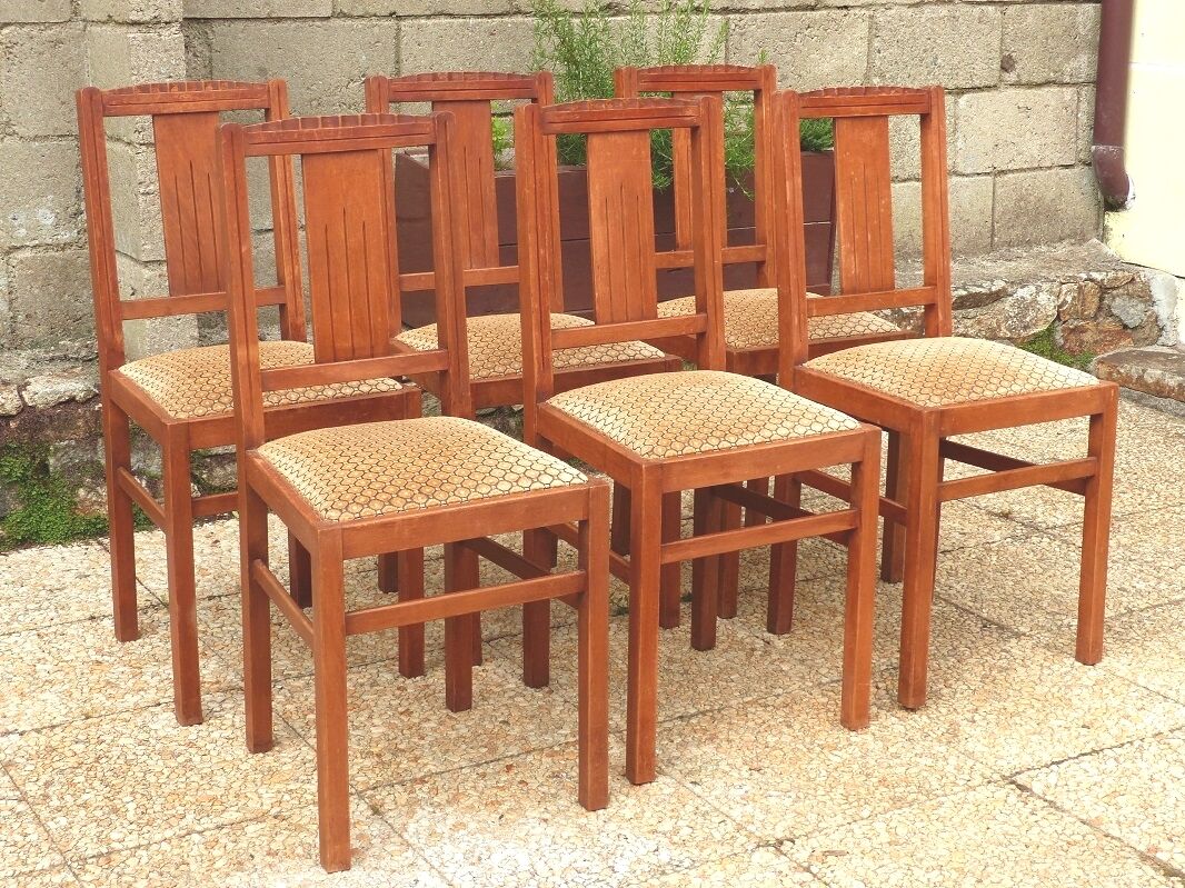Set of 6 chairs of the elf indislocables brand 50s